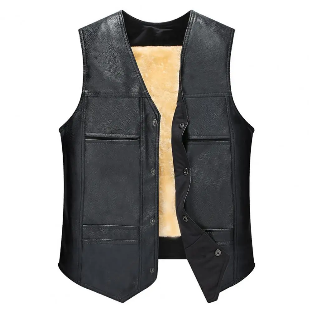 Top Trends: Men Vest Leather Waistcoat Men Motorcycle Vest Coat 2021 New Warm Autumn Sleeveless Jacket Velvet Solid Clothing For Daily Wear Shoppable Styles