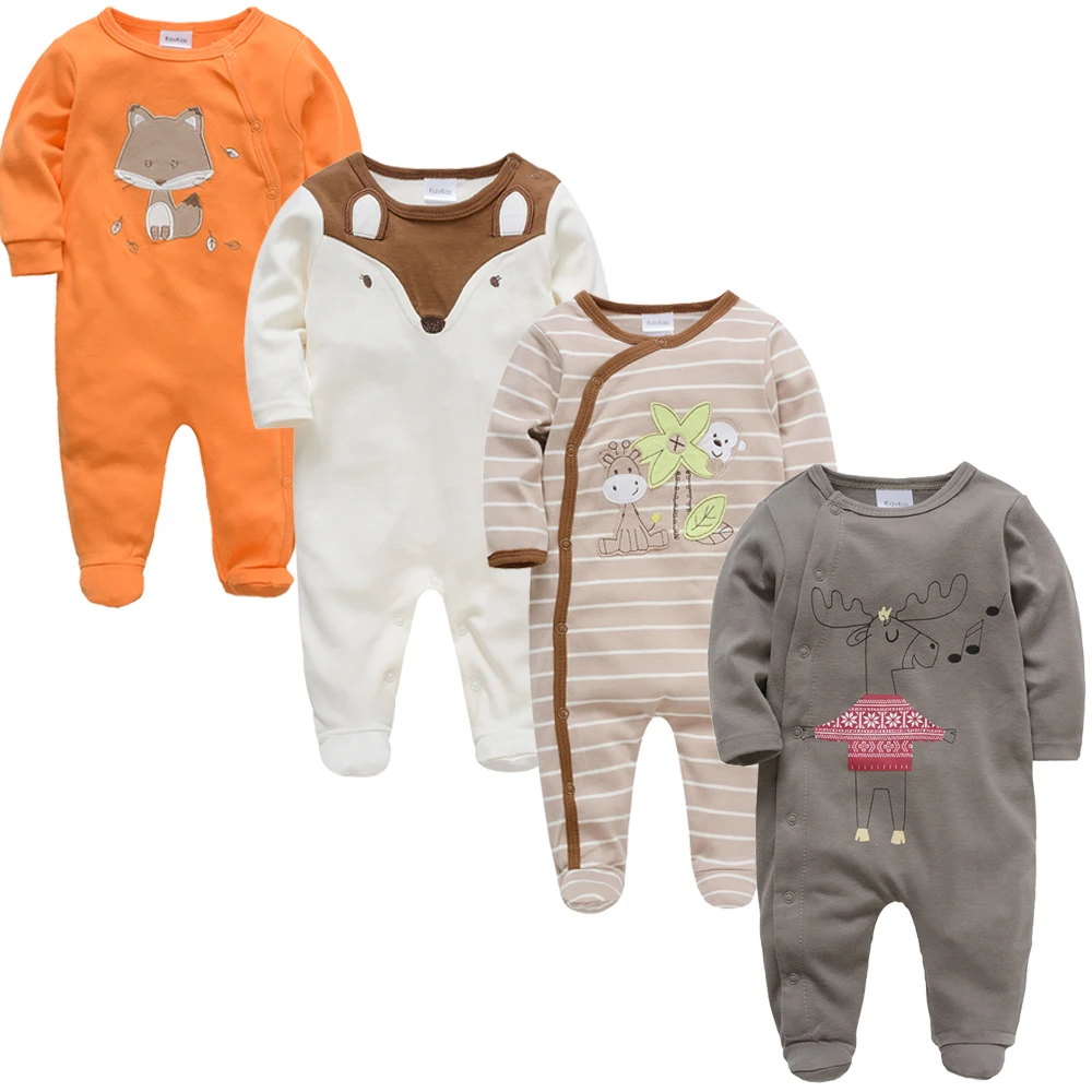 Top Trends: 2021 3 4 Pcs / lot Summer Baby Boy Roupa De Bebes Newborn Jumpsuit Long Sleeve Cotton Pajamas 3 6 9 12 Months Rompers Baby Clothes Shoppable Styles