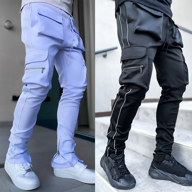 Top Trends: Mens Cargo Pants Gyms Fitness Sportswear Reflective Trouser Men Casual Jogger Pant Hip Hop Streetwear Joggers Sweatpants Shoppable Styles