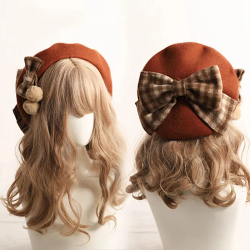 Top Trends: Winter Cute Beret Women New British Fashion Retro Big Bow Plaid Painter Hat Girl Female Beanies Wholesale 2020 Shoppable Styles - Image 2