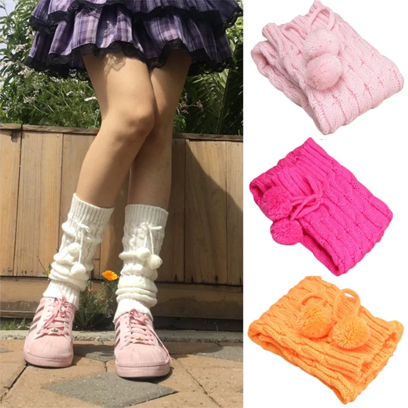 Top Trends: Women Girl Knit Winter Leg Warmer Socks Japanese Loose Style Lady Sock Boots Knee Stockings Candy Leggings Warm Heap Heap Socks Shoppable Styles