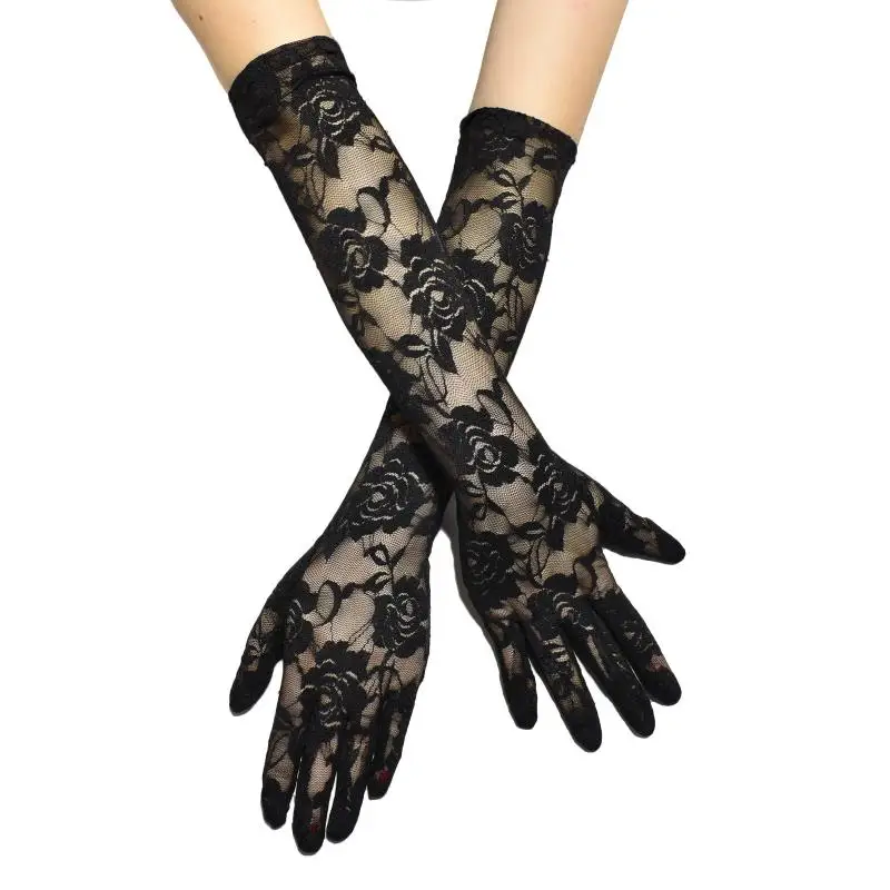 Top Trends: Gloves Cool Lace Gloves Fashion Black Lace Gloves Retro Ladies Dress Up Accessories Flower Wedding Punk Matching Gloves Shoppable Styles