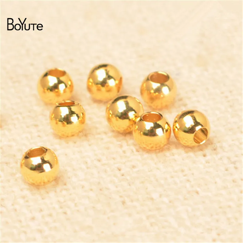 Top Trends: BoYuTe (100 Pieces / Lot) 2-2.5-3-4-5-6MM Round Metal Brass Solid Spacer Beads For Jewelry Making DIY Accessories Wholesale Shoppable Styles - Image 5