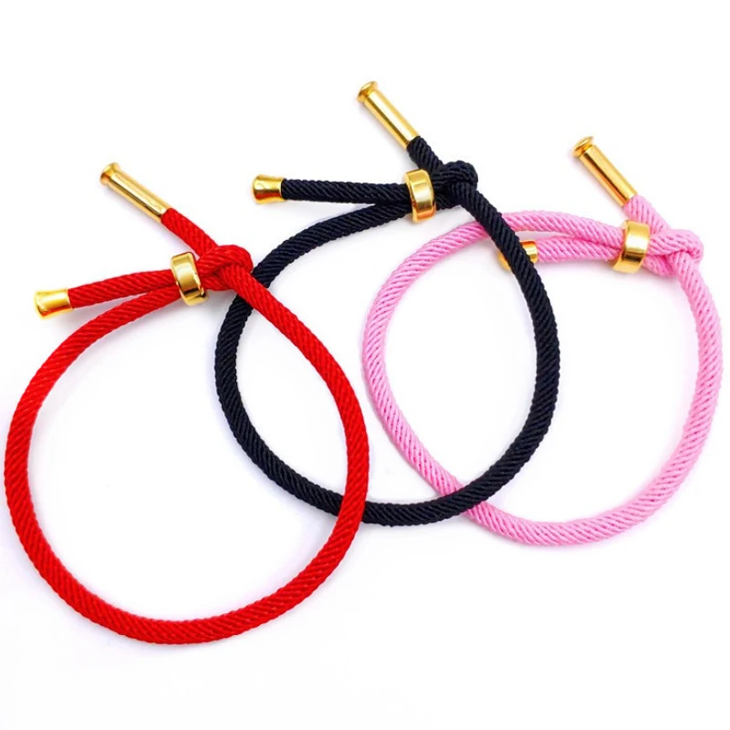 Top Trends: 24cm Red Thread Rope Couple Bracelet Gold Copper Milan Adjustable Thread Twine Bracelet Bangle For Men Women DIY Jewelry Making Shoppable Styles