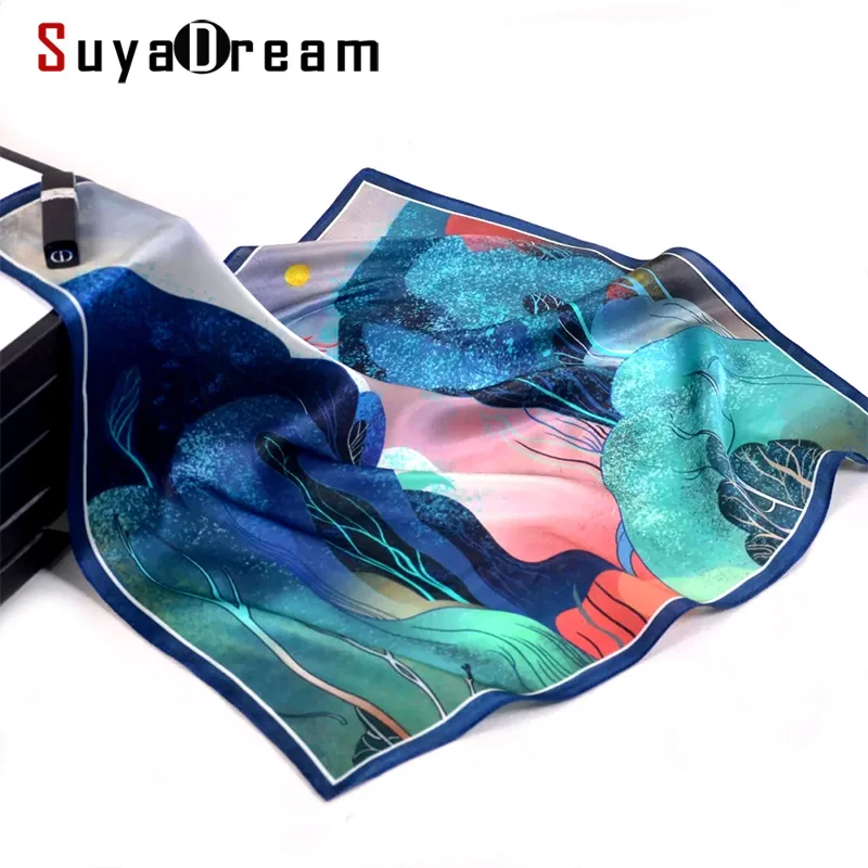 Top Trends: Suya Dream 100% REAL SILK Woman Silk Scarf 53x53cm Square Printed Scarves Shoppable Styles