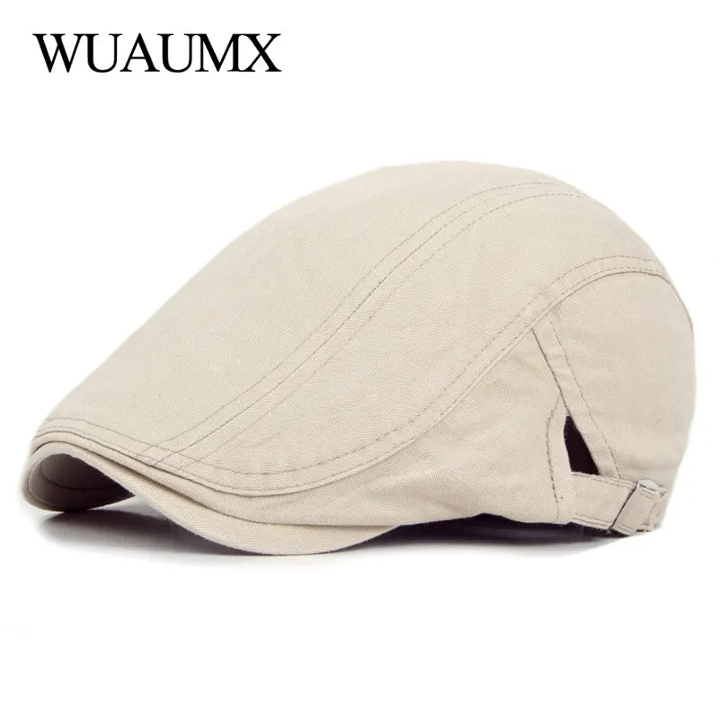 Top Trends: Casual Beret Hats Men Women Solid Forward Cap Washed Cotton Beret Cap Spring Summer Flat Peaked Caps Painter Visor Adult Shoppable Styles