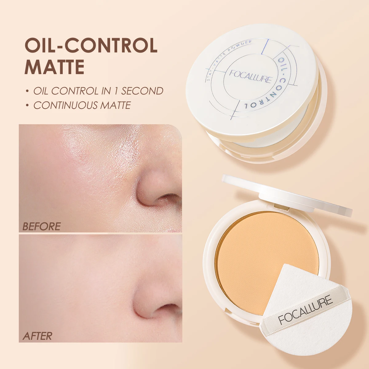 Top Trends: FOCALLURE Natural Lightweight Pressed Powder Waterproof Oil-control Long-lasting Compact Matte Setting Powder Makeup Cosmetics Shoppable Styles - Image 3