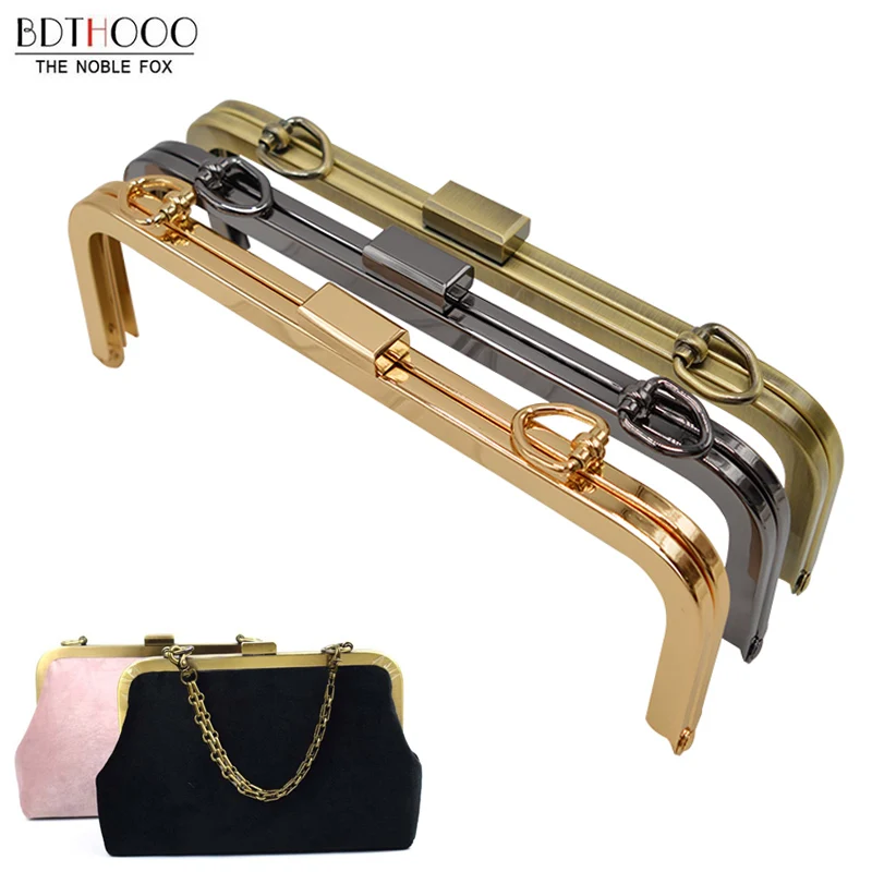 Top Trends: 21cm Metal Purse Frame Women Handle Clutch Bag Copper Black Light Gold Accessories DIY HandBag Kiss Clasp Lock Hardware Shoppable Styles