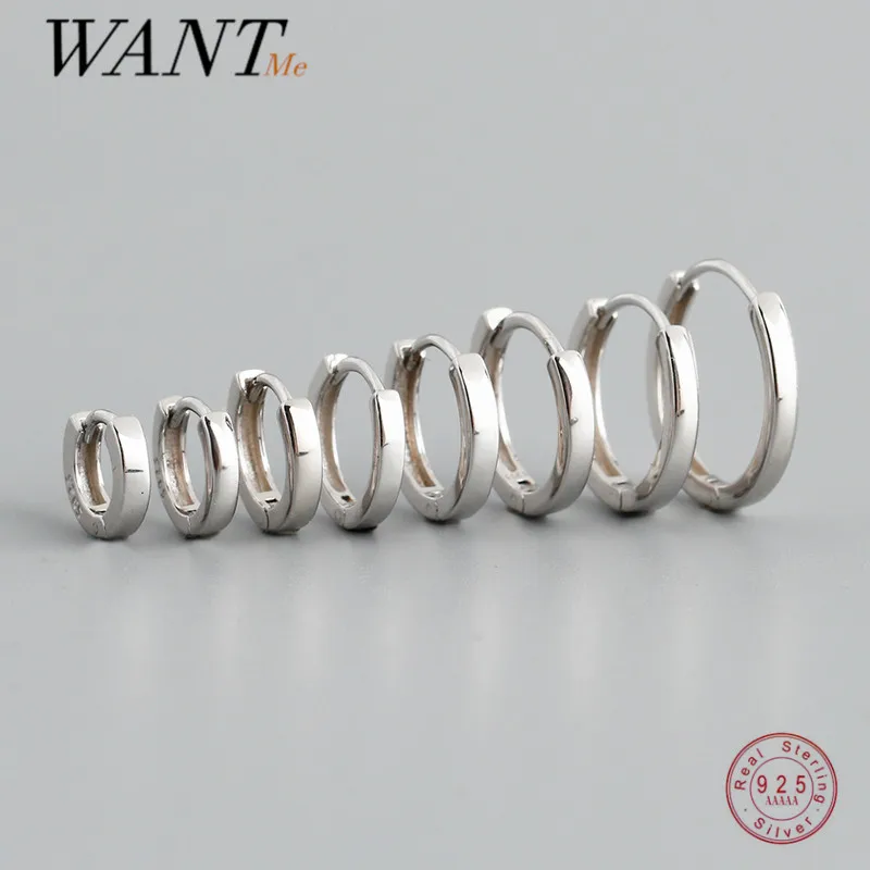 Top Trends: WANTME 925 Sterling Silver Minimalist Punk Rock Circle Hoop Earrings For Women Men Goth Baby Piercing Ear Buckle Charm Jewelry Shoppable Styles