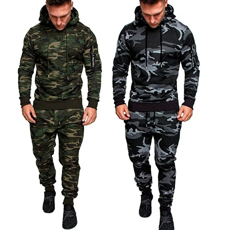 Top Trends: New 2 Pieces Tracksuit Men's Military Hoodie Sets Camouflage Muscle Man Autumn Winter Tactical Sweat Top And Jacket Pants Shoppable Styles