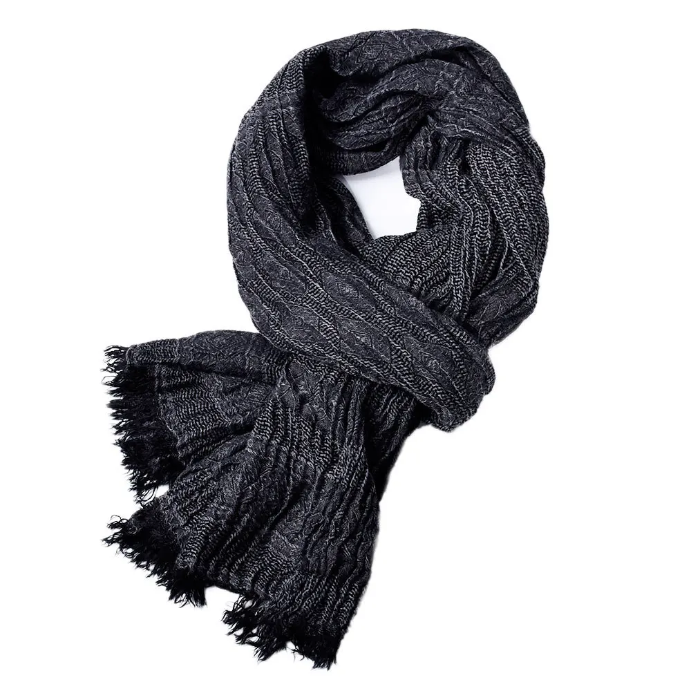 Top Trends: Male Brand Winter Scarf Men Warm Soft Tassel Bufanda Casual Cotton Linen Crinkle Men'S Scarves Shawl Black Navy Man Scarfs Shoppable Styles