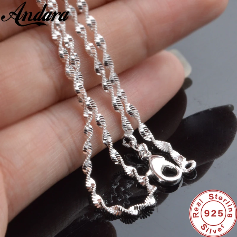 Top Trends: New 2mm Water Ripple Necklace For Women'S Fashion 925 Jewelry Sterling Silver Necklace With Chain Shoppable Styles