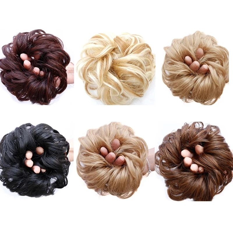 Top Trends: LUPU Synthetic Hair Bun Messy Scrunchies With Elastic Band Natural Fake Hair Tie Pieces Ponytail Colored Black Purple Pink Green Shoppable Styles - Image 3