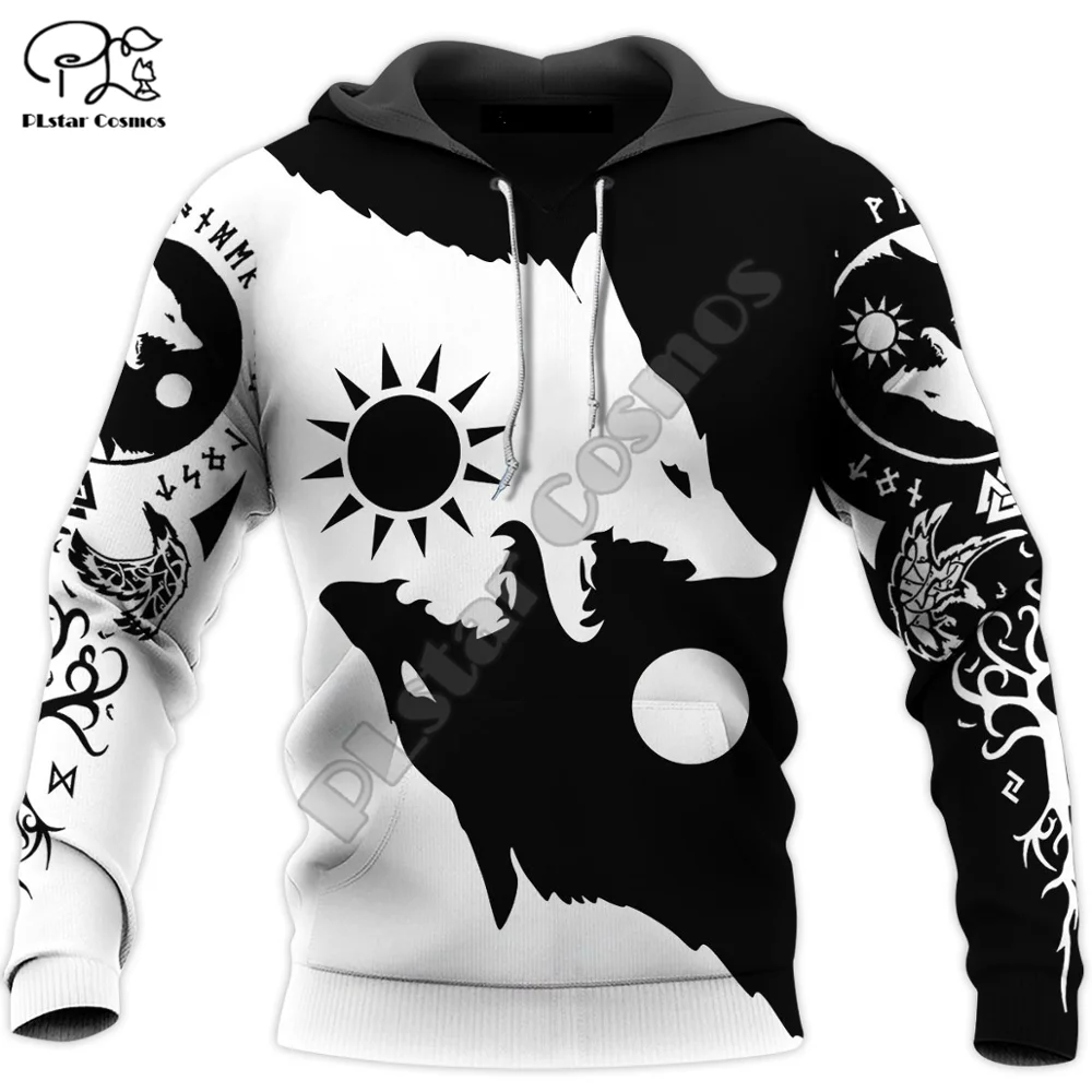 Top Trends: Skoll And Hati Wolf Tattoo 3D Printed Mens Hoodie Streetwear Autumn Hooded Sweatshirt Unisex Casual Jacket Tracksuits DK039 Shoppable Styles