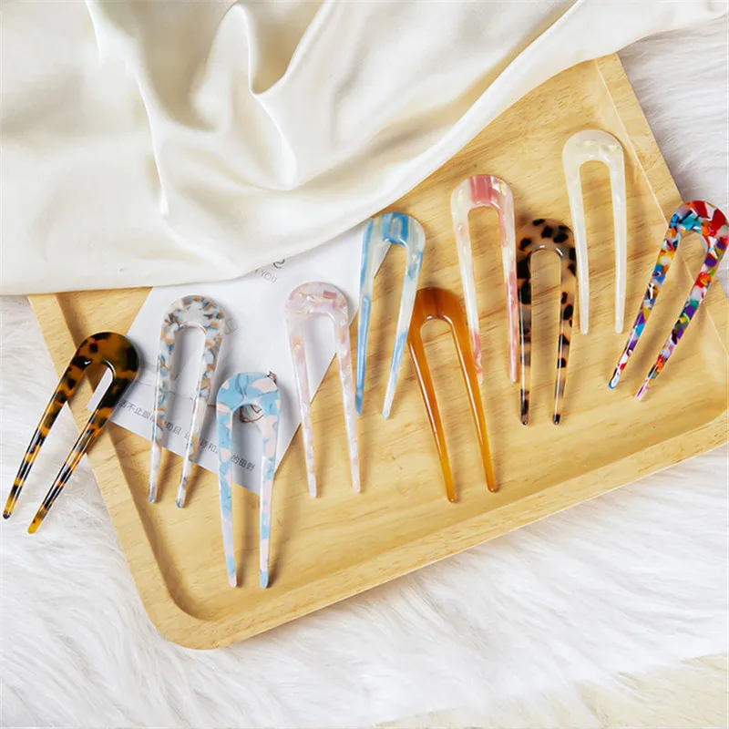 Top Trends: Hair Clip Acetate Hairpins For Women Girls 10 Styles U Shaped Hairstyle Tools Hair Pins Sticks Fork Fashion Hair Accessories Shoppable Styles