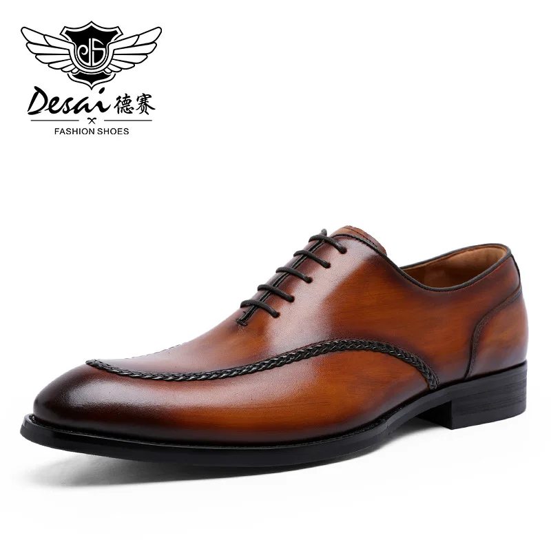 Top Trends: Desai Elegant Genuine Leather British Toe Men&#039;s Shoes Carved Business Shoes For Men Classic Dress Formal Wedding 2021 New Shoppable Styles