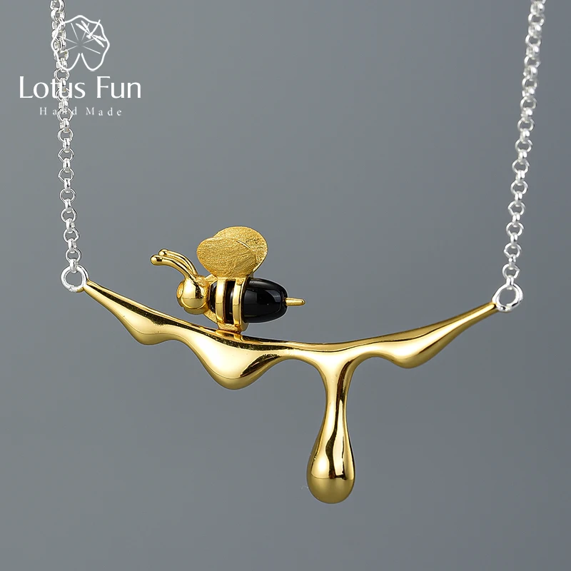 Top Trends: Lotus Fun 18K Gold Bee And Dripping Honey Pendant Necklace Real 925 Sterling Silver Handmade Designer Fine Jewelry For Women Shoppable Styles