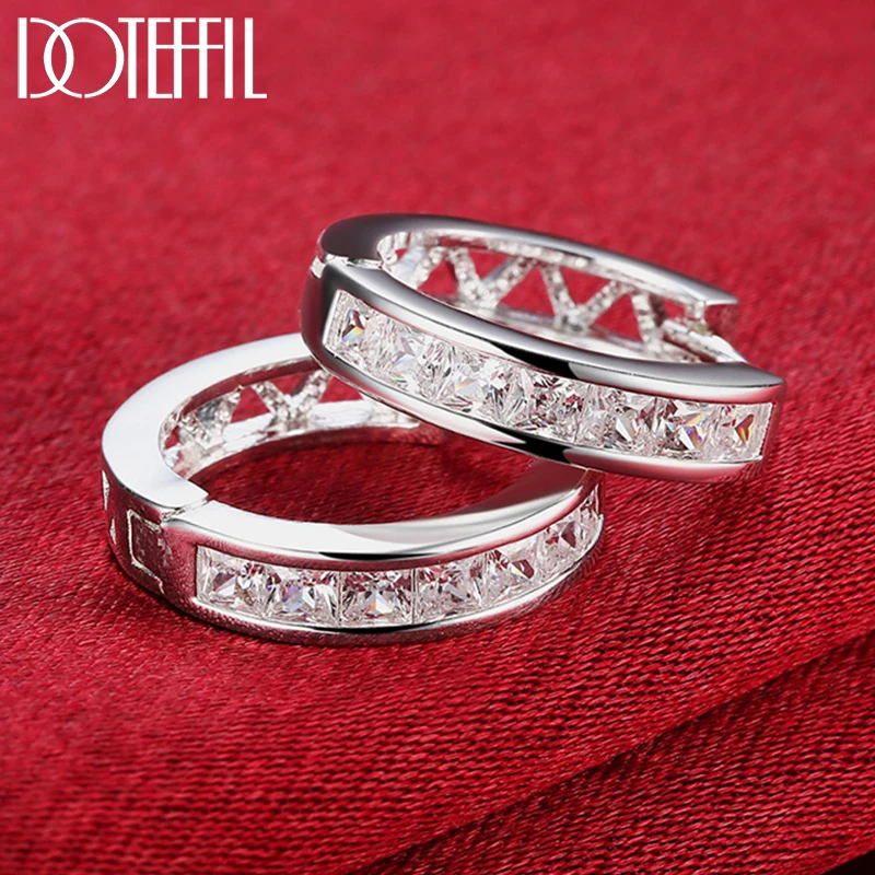 Top Trends: DOTEFFIL 925 Sterling Silver AAA Zircon Circle Hoop Charm Earrings Fashion For Woman Wedding Engagement Party Gift Jewelry Shoppable Styles