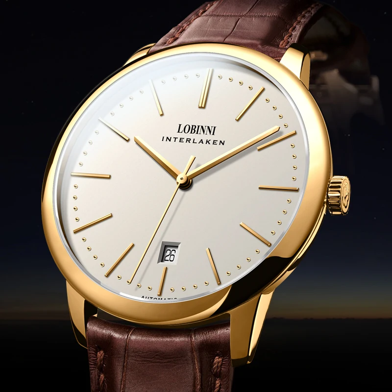 Top Trends: Switzerland LOBINNI Luxury Brand Japan MIYOTA 9015 Automatic Mechanical Men's Watches Sapphire 7.9 Mm Ultra-thin Clock L12028-4 Shoppable Styles