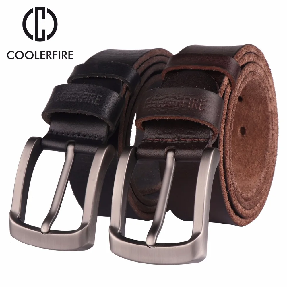 Top Trends: CCOOLERFIRE Men Belt Full Grain 100% Real Genuine Cowskin Top Layer Leather Soft Jeans Cowhide Belts For Men TM053 Shoppable Styles