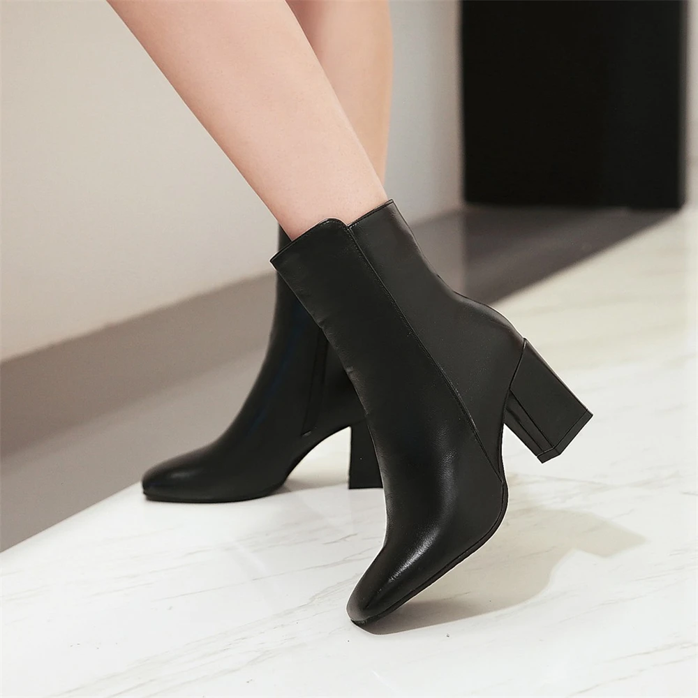 Top Trends: 2024 New Women Side Zipper Мартин Cапоги Comfortable Ankle Boots Fashion Shoes Black Red White Square Heel Ladies Boats 32-43 Shoppable Styles - Image 3