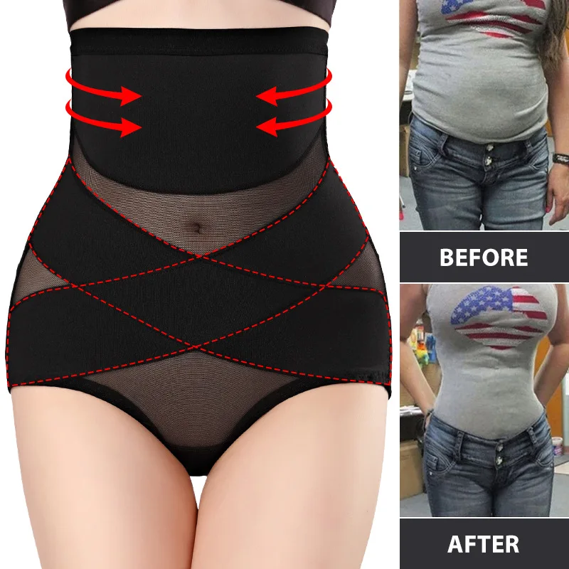 Top Trends: Sexy Cross Lace Body Shaper High Waist Panties Women Underwear Girdle Belly Tummy Control Trainer Shaperwear Plus Size Lingerie Shoppable Styles