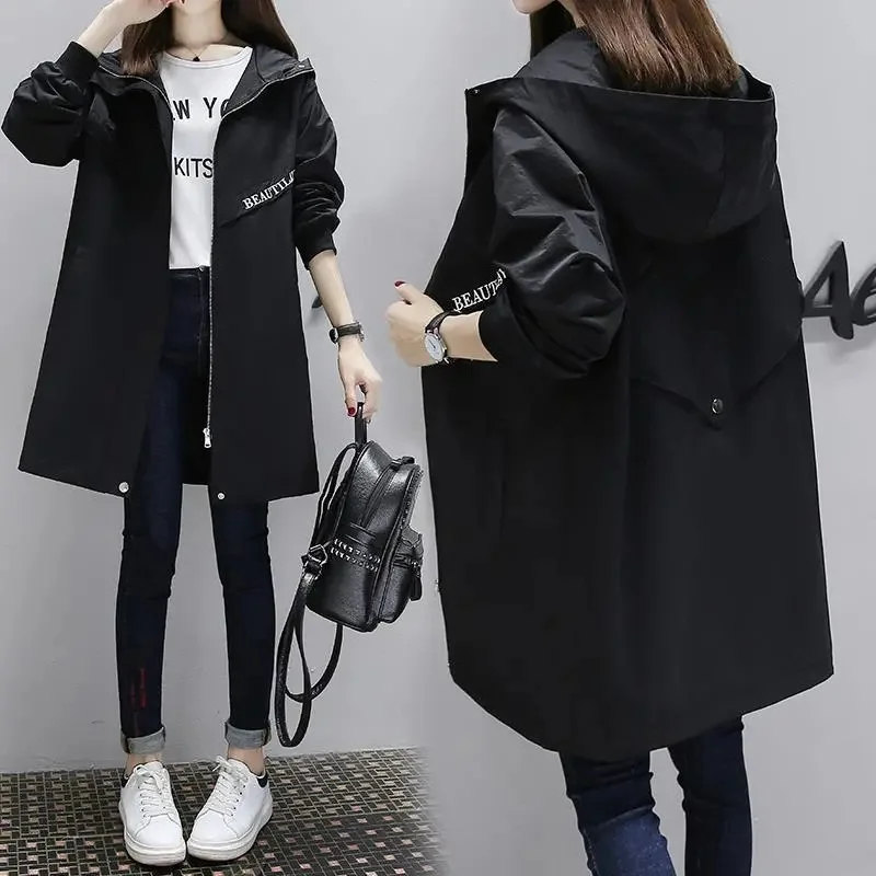 Top Trends: Oversized Women's Windbreaker With Lining Spring Autumn Korean Casual Temperament Zipper Dovetail Jacket With Hooded Female 407 Shoppable Styles