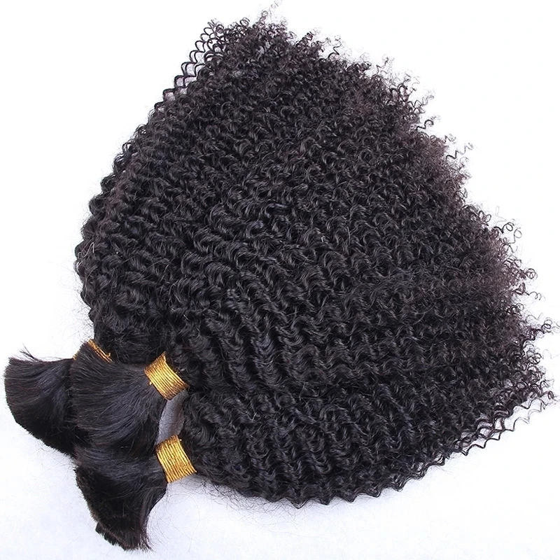 Top Trends: Afro Kinky Curly Human Hair Bulk For Braiding Mongolian Remy Human Hair Extension Bundles No Weft Natural Black For Women Shoppable Styles