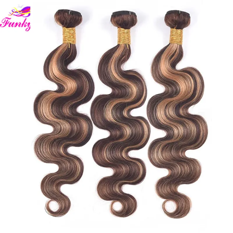 Top Trends: Highlight Body Wave Bundles P4 / 27 Blonde Brown Bundles Peruvian Hair Weave Bundles Ombre Human Hair Bundles Remy Hair Extensions Shoppable Styles - Image 2