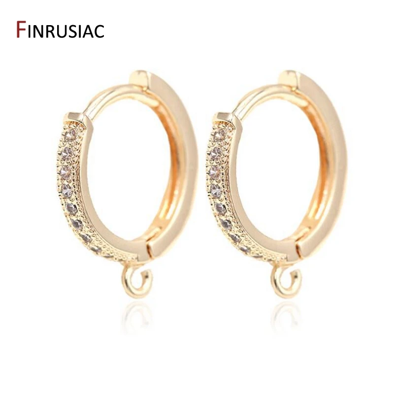 Top Trends: Earring Making Supplies 14k Gold Plated Inlaid Zircon Hoop Earrings Hooks Earring Clasps Accessories Handmade DIY Jewellery Shoppable Styles