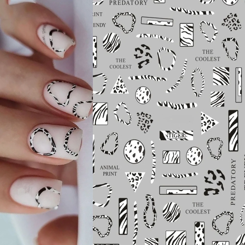 Top Trends: New Black 3D Leopard Line Nail Stickers Nail Design Snake Prints Sliders Animal Skins Foils Zebra Pattern Manicures Decor Z0578 Shoppable Styles