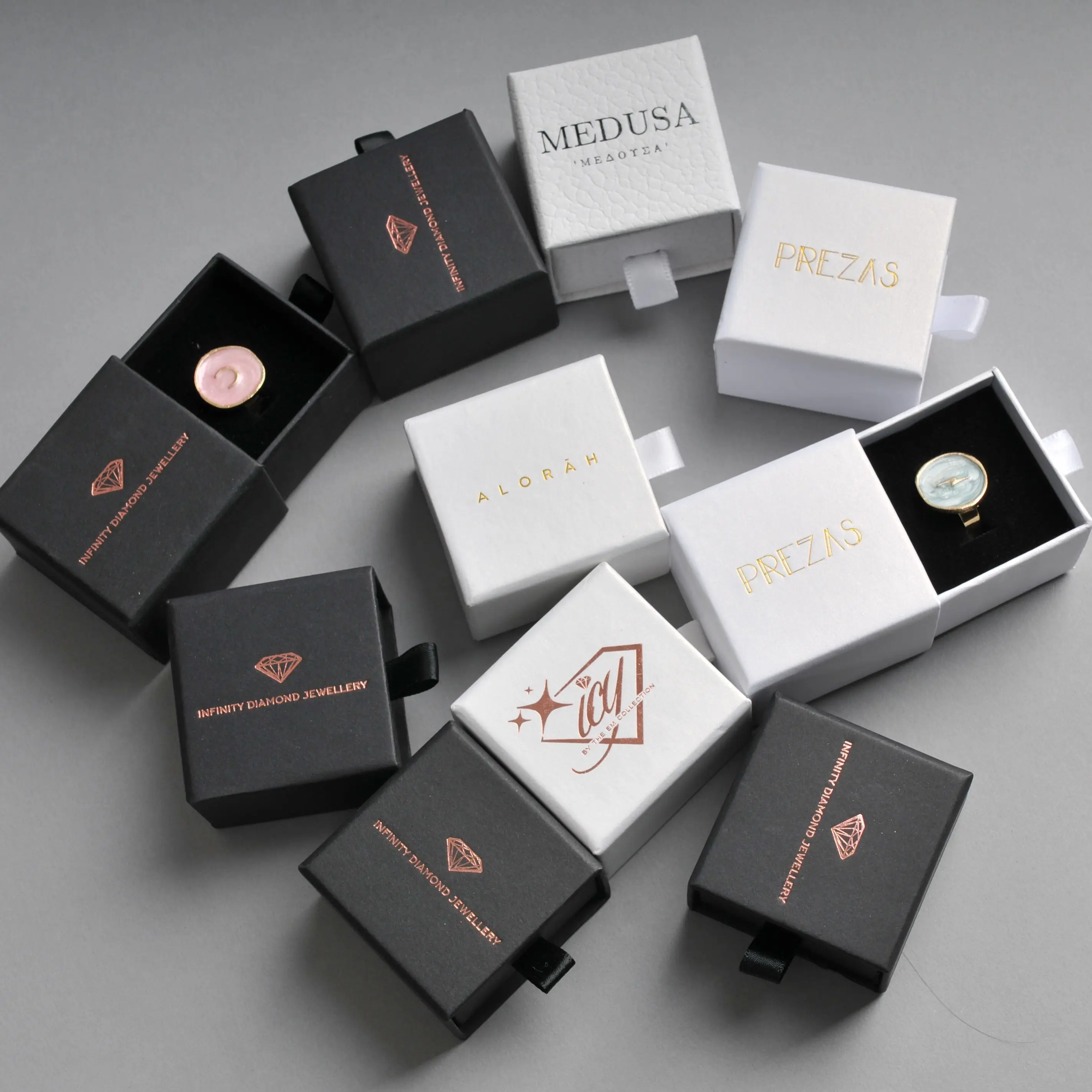 Top Trends: 50pcs Custom Logo Single Wedding Ring Jewelry Packaging Suits Personalized Box Cases Shoppable Styles