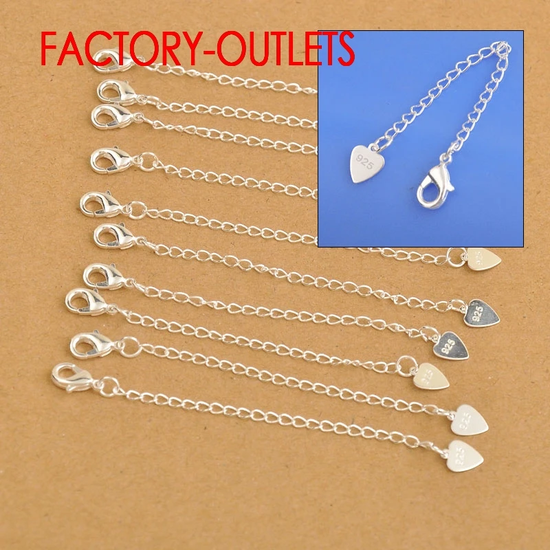 Top Trends: Wholesale Fashion Jewelry Findings 925 Sterling Silver Extension Chains With Heart Tag Lobster Clasps For Necklace Bracelets Shoppable Styles