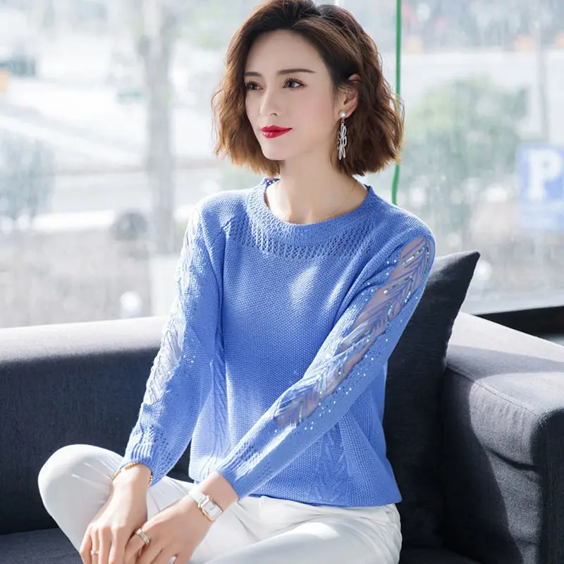 Top Trends: Hollow Sweater Women&#039;s Loose Spring And Autumn New Short Long-sleeved Shirt Thin Lace Knit Bottoming Shirt Top Shoppable Styles