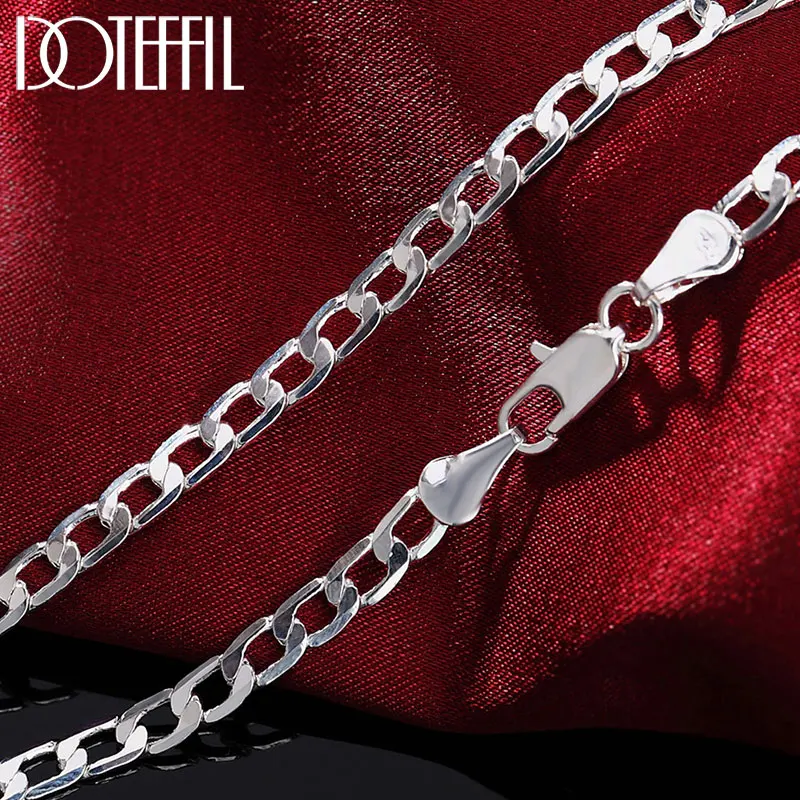 Top Trends: DOTEFFIL 925 Sterling Silver 16 / 18 / 20 / 22 / 24 / 26 / 28 / 30 Inch 4mm Sideways Necklace For Women Man Fashion Wedding Charm Jewelry Shoppable Styles