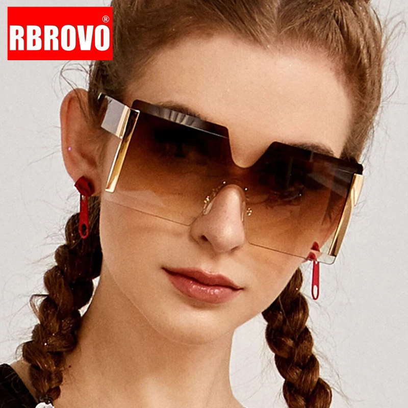 Top Trends: RBROVO Classic Women Sunglasses Siamese Oversized Sunglasses Women / Men Luxury Brand Design Sunglasses Women Retro Gafas De Mujer Shoppable Styles