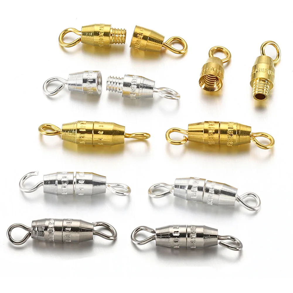 Top Trends: 50pcs 16x2mm Cylinder Fasteners Buckles Closed Beading End Clasp Screw Clasps For DIY Jewelry Making Bracelet Necklace Connector Shoppable Styles