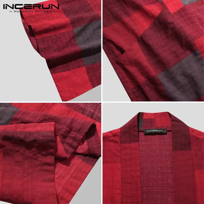 Top Trends: INCERUN Men Vintage Plaid Cardigan Shirts Spring Long Sleeve Open Stitch Blouse Man Leisure Pockets Kimono Tops Streetwear 5XL 7 Shoppable Styles - Image 5