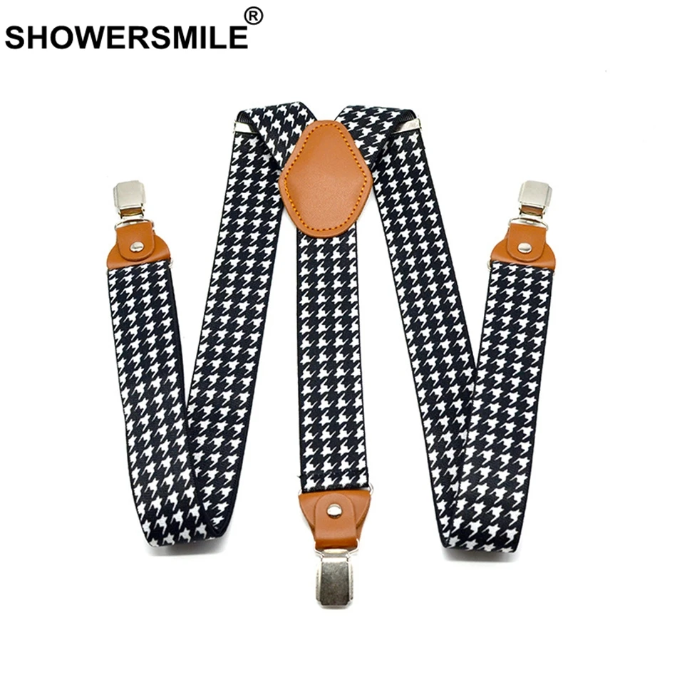 Top Trends: Houndstooth Suspenders Men For Pants Fashion Casual Straps With Leather Adjustable 3 Cilps Y Back Braces Male Belts 120cm*3.5cm Shoppable Styles - Image 2