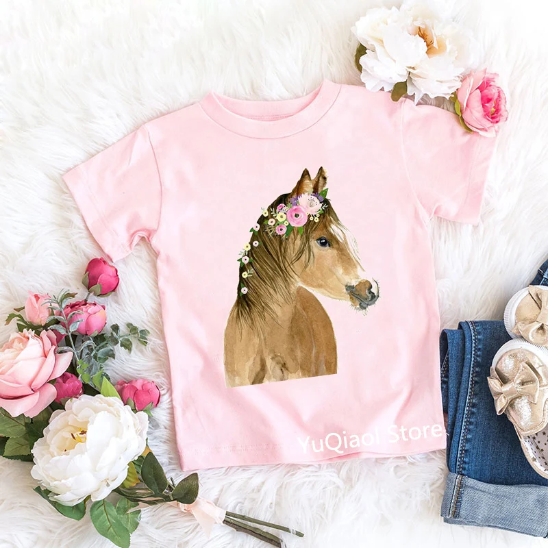 Top Trends: Cute Baby Girls T Shirt Pink Tshirt Floral Horse / Teddy / flamigo / rabbit / bear Animal Print Harajuku Kawaii Summer Kids Clothing Top Shoppable Styles