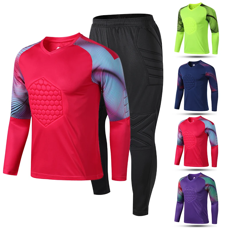 Top Trends: New Men&#039;s Adult Soccer Goalkeeper Uniform Protective Sponge Long Sleeve Training Football Goalkeeper Soccer Jersey Top And Pants Shoppable Styles