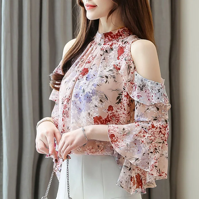 Top Trends: Clothing Femme 2022 New Ladies Tops Sweet Floral Chiffon Blouse For Women Ruffles Butterfly Sleeve Pink Shirts Blusas Mujer 2003 Shoppable Styles - Image 2