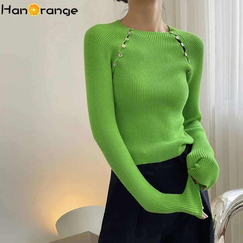 Top Trends: HanOrange Autumn Lazy Style Comfortable Self-cultivation O-neck Waistcoat Double-breasted Sweater Top Women Shoppable Styles