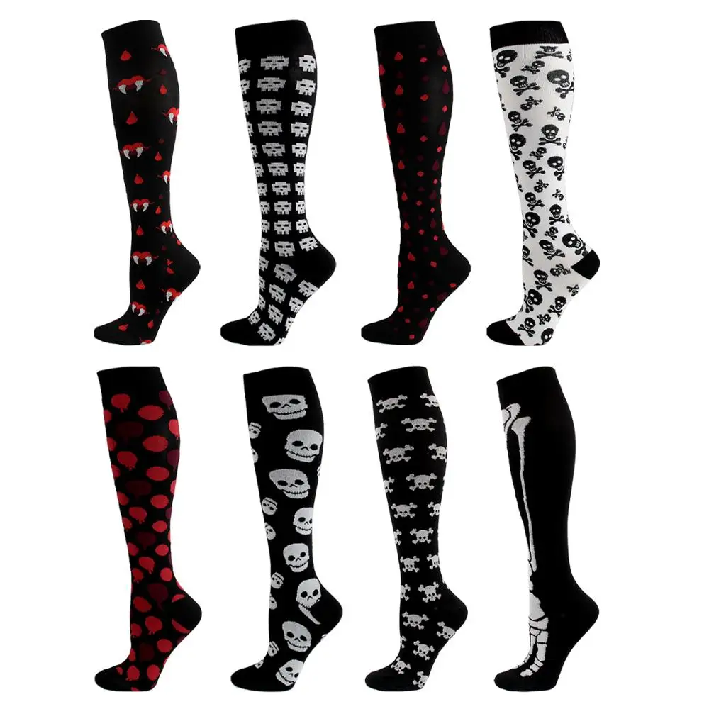 Top Trends: Sports Compression Stockings Skull Pattern Halloween Calf Pressure Running Cycling Compression Socks Relief Fatigue Shoppable Styles