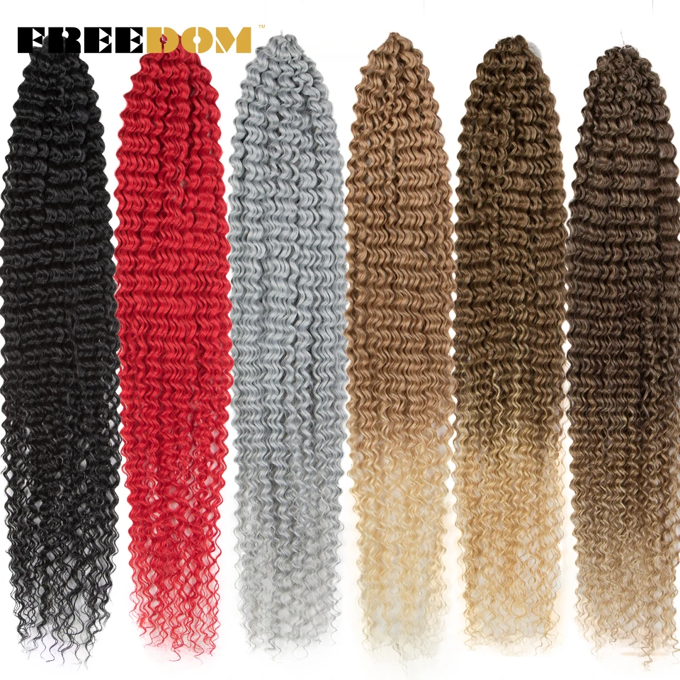 Top Trends: FREEDOM Synthetic Water Wave Crochet Hair 34 Inch Soft Long Hair Braids Natural Curly Wavy Ombre Brown Gery Red Hair Extensions Shoppable Styles