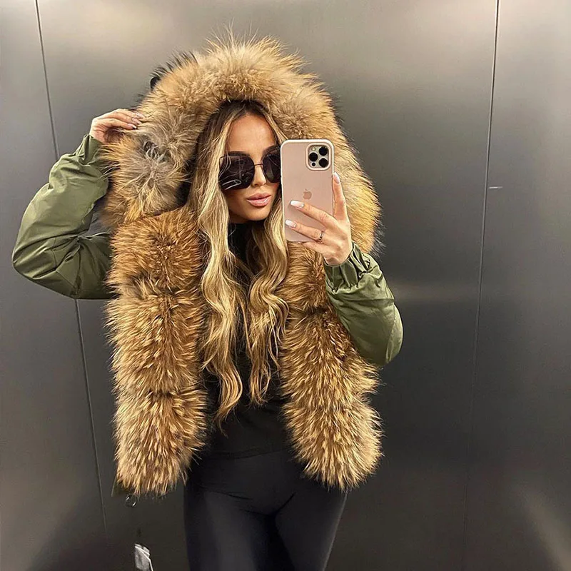 Top Trends: MAOMAOKONG 2022 New Women&#039;s Winter Real Fox Fur Coat Female Short Natural Raccoon Big Fur Collar Parka Bomber Jacket Slim Shoppable Styles