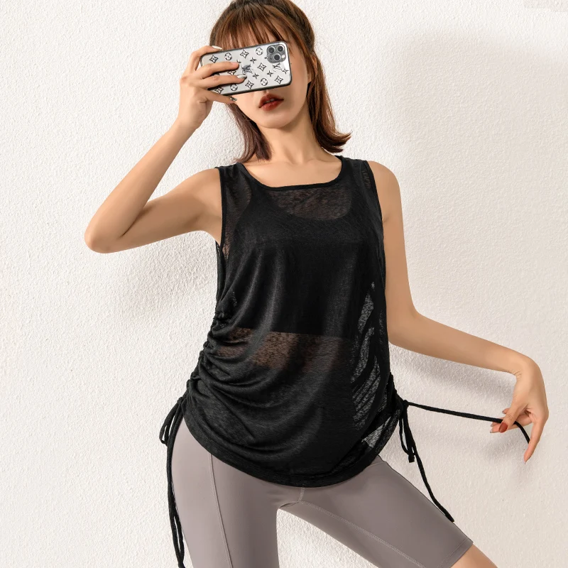 Top Trends: Women Sport Vest Loose Thin See-through Yoga Shirt Running Fitness Sleeveless T-shirt Quick Dry Tank Tops Gym Workout Tee Blouse Shoppable Styles