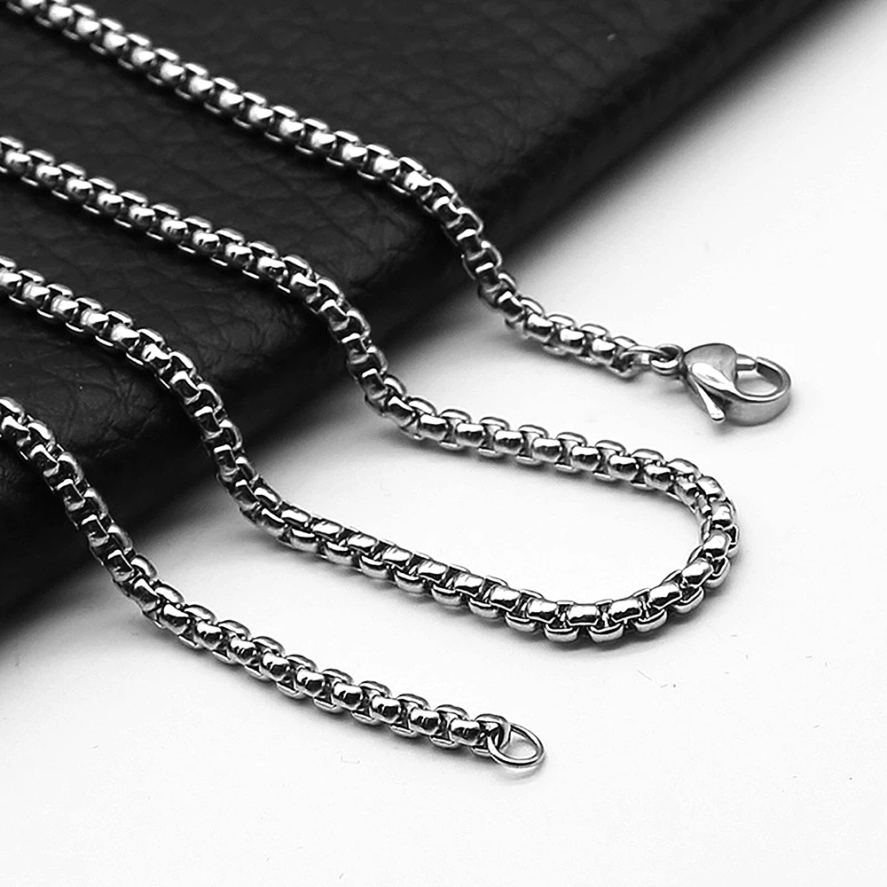 Top Trends: 1Pc Stainless Steel Square Rolo Stainless Steel Chain Necklace Round Box Necklace Men Women Width 2mm-5mm Shoppable Styles