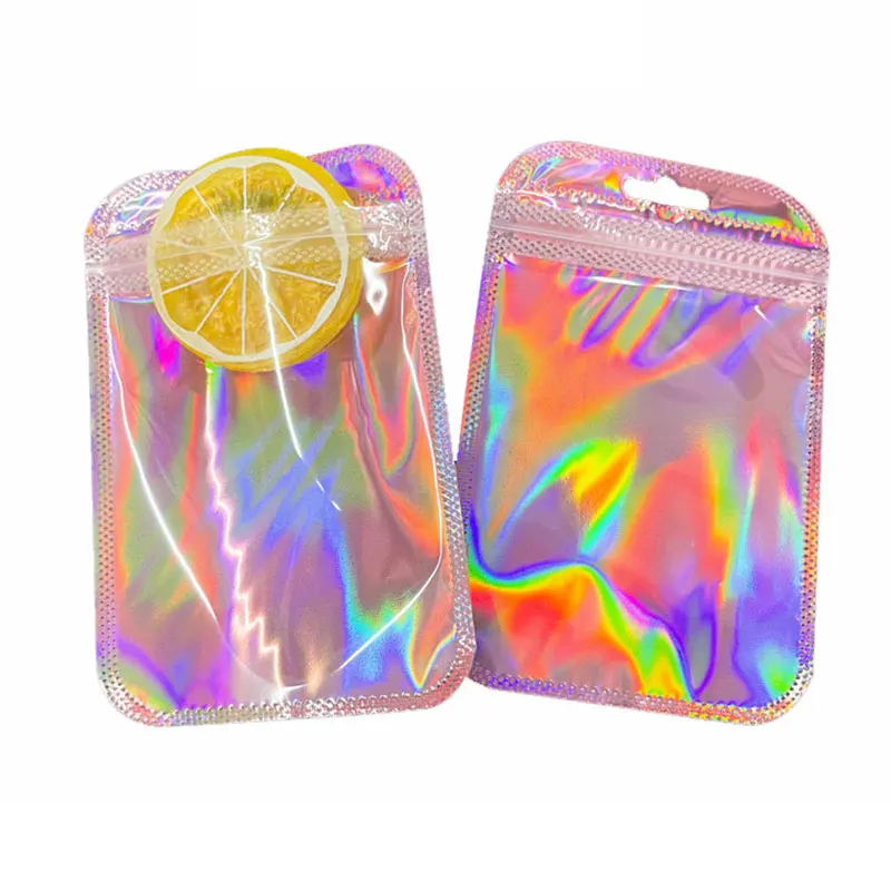 Top Trends: 50pcs Iridescent Self Sealing OPP Bags Pouches Laser Iridescent Zip Lock Bag Resealable Packaging JewelryRetail Bag Pouches Bags Shoppable Styles - Image 2