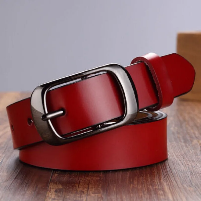 Top Trends: Genuine Leather Women Belt Concise Students Girl Pin Buckle Jeans Belts High Quailty Female Cowskin Waistband Korean Cowboy Belt Shoppable Styles